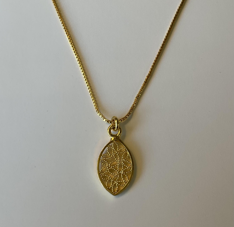 Josephine Gold Small Pendant Necklace Filigree 18